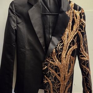 Black and Gold Sequin Blazer